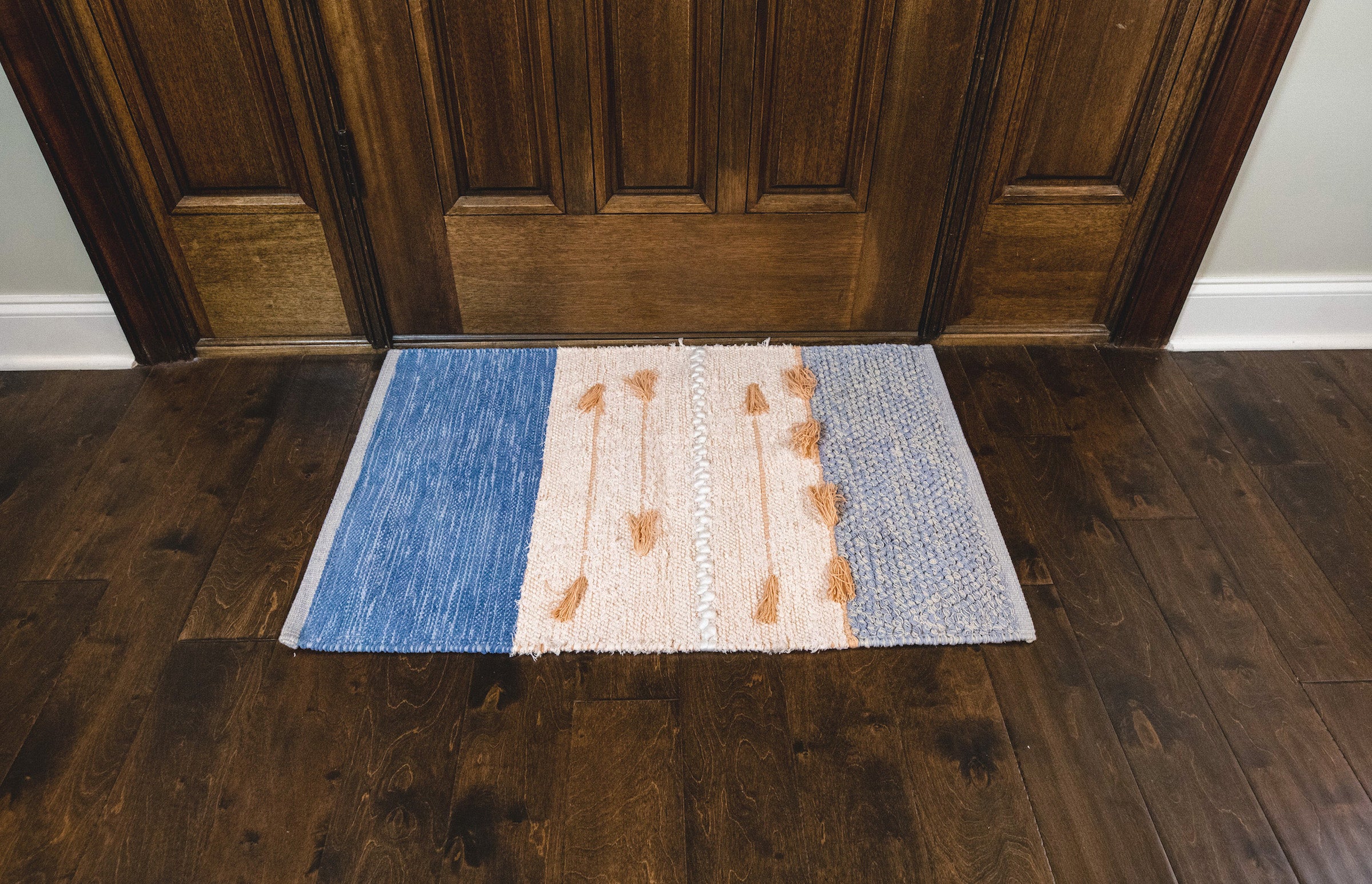 Blue and pink cotton rug - Boho Home Decor Accent