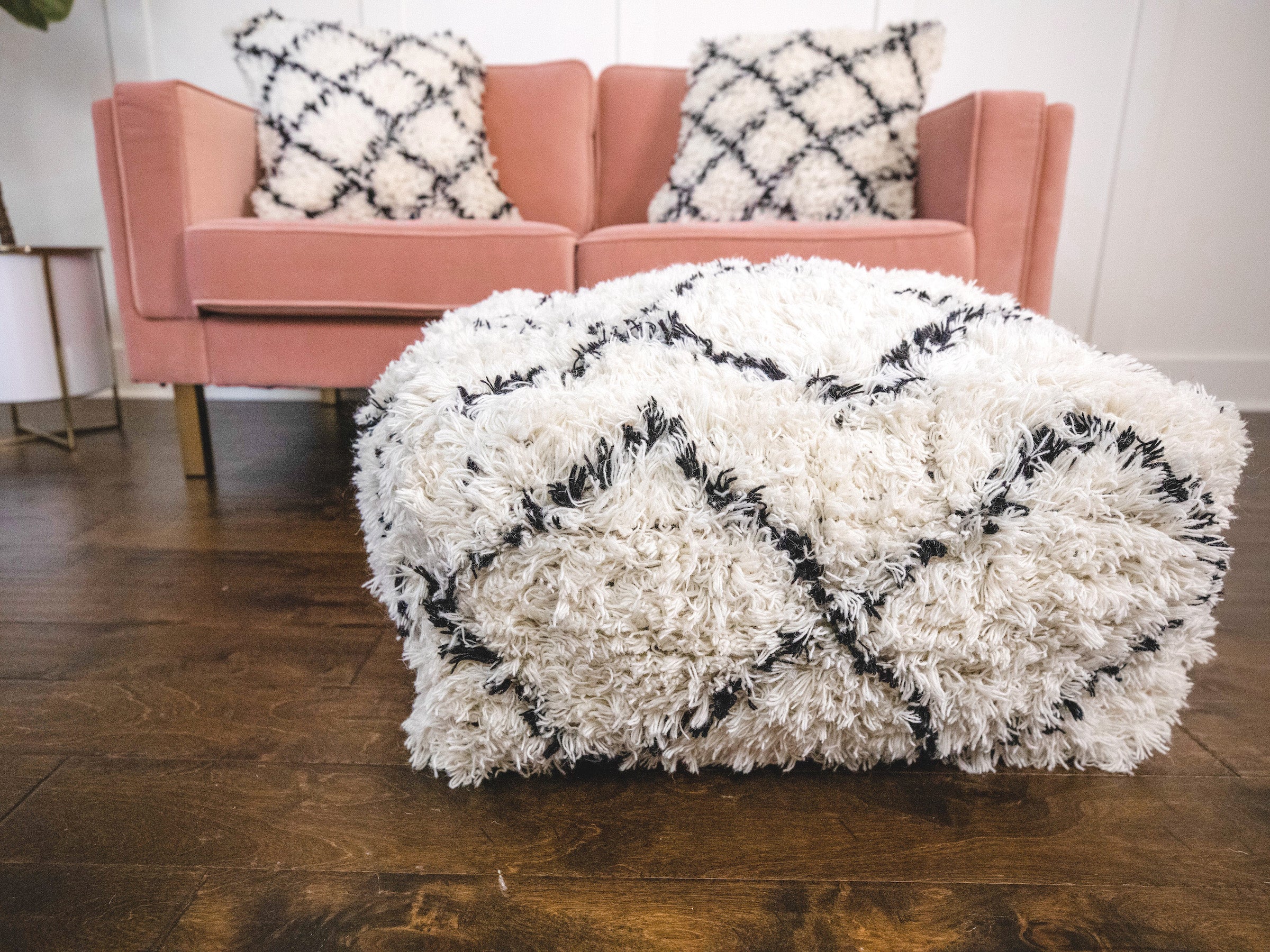 Wool Moroccan Pouf - Handmade Boho Home Decor