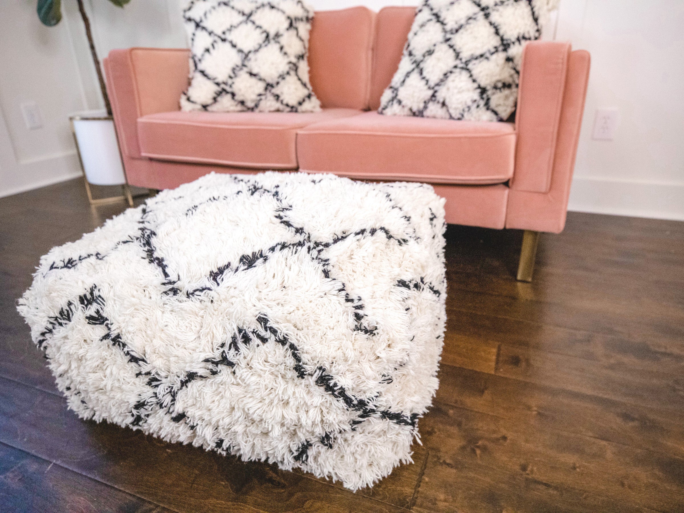 Wool Moroccan Pouf - Handmade Boho Home Decor