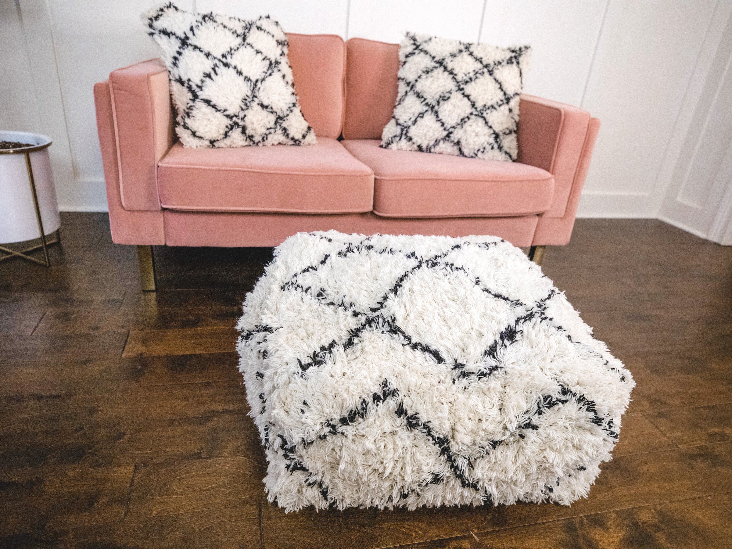 Wool Moroccan Pouf - Handmade Boho Home Decor