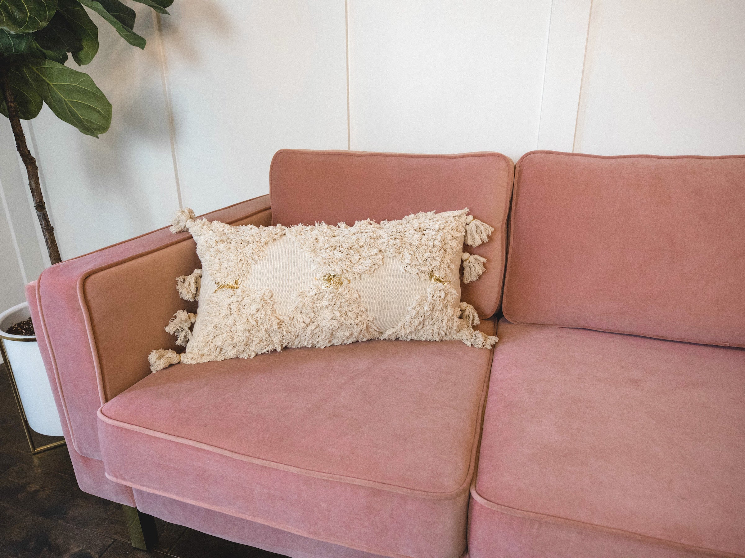 Cream hand knotted pillow - Boho Home Decor Accent