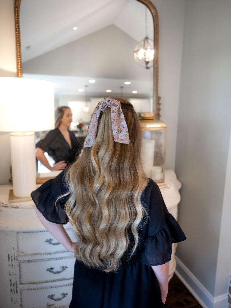 Blush Floral Hair tie Scrunchie Bow