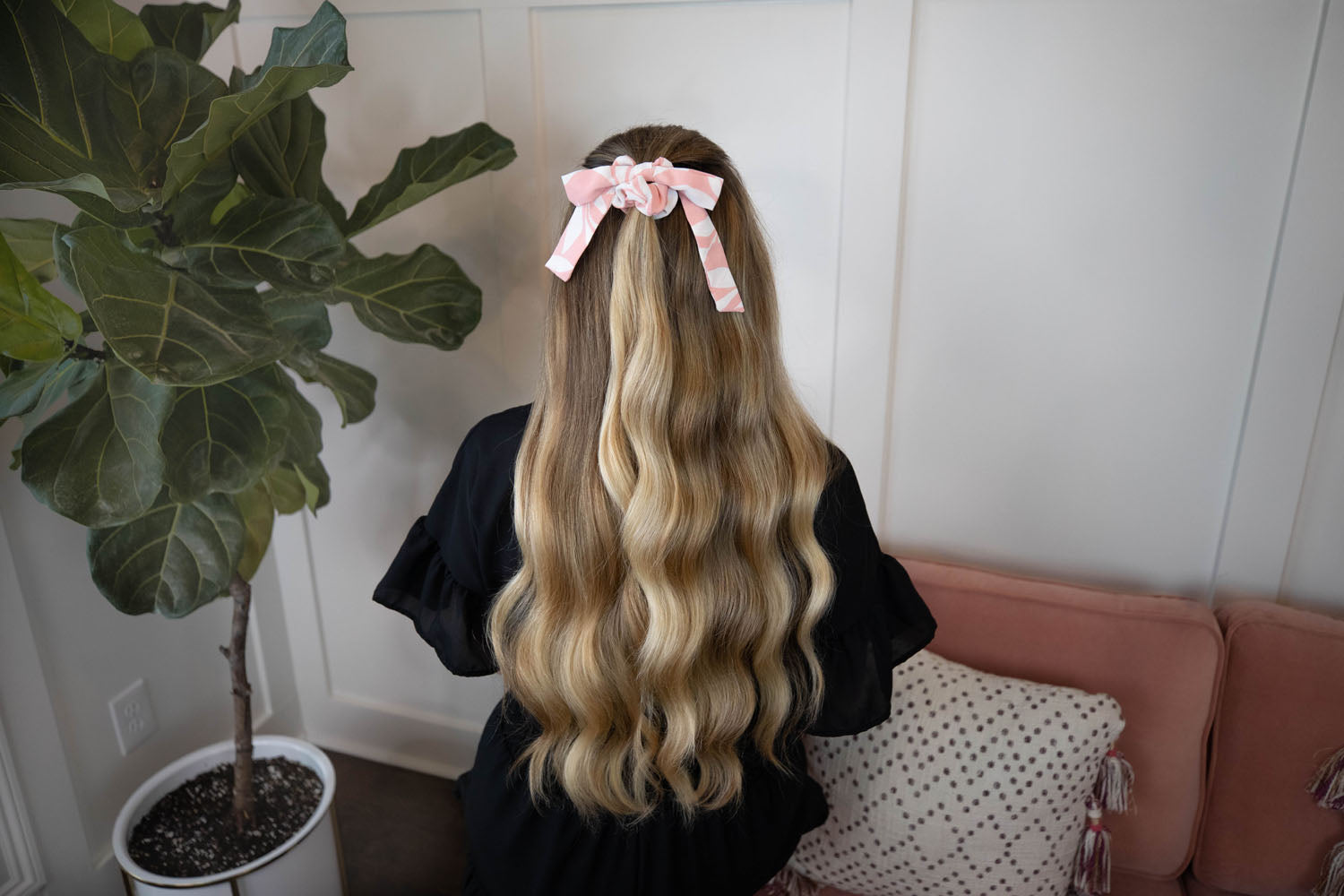 Pink Floral Hair Scrunchie - Cute Boho Hair Accessory