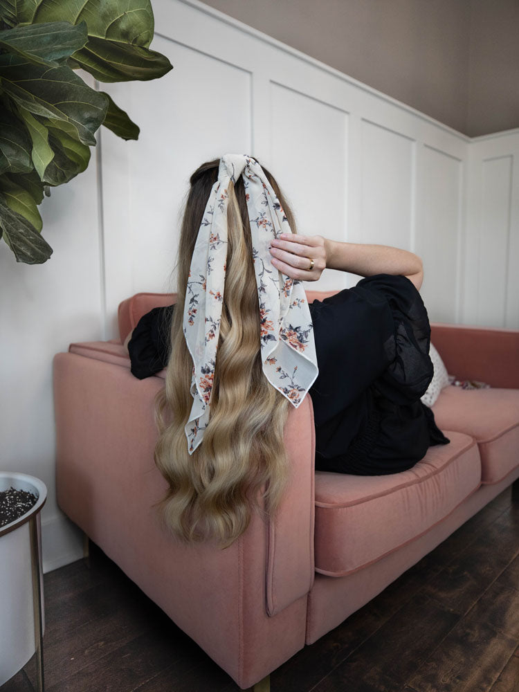 Cream Floral Hair Scarf