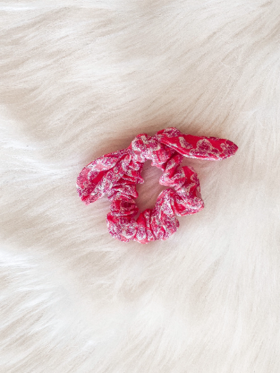 Red Floral Hair Scrunchie - Cute Boho Hair Accessory
