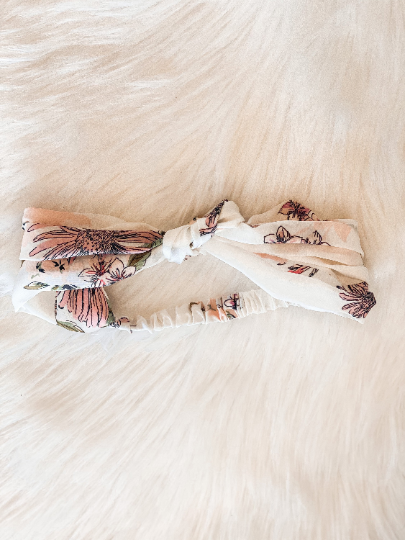 White Floral Print Satin Headband - Cute Boho Hair Accessory