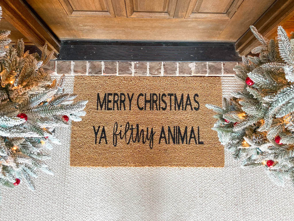 Merry Christmas Ya Filthy Animal Christmas Doormat - Funny Cute Welcome Mat Front Door