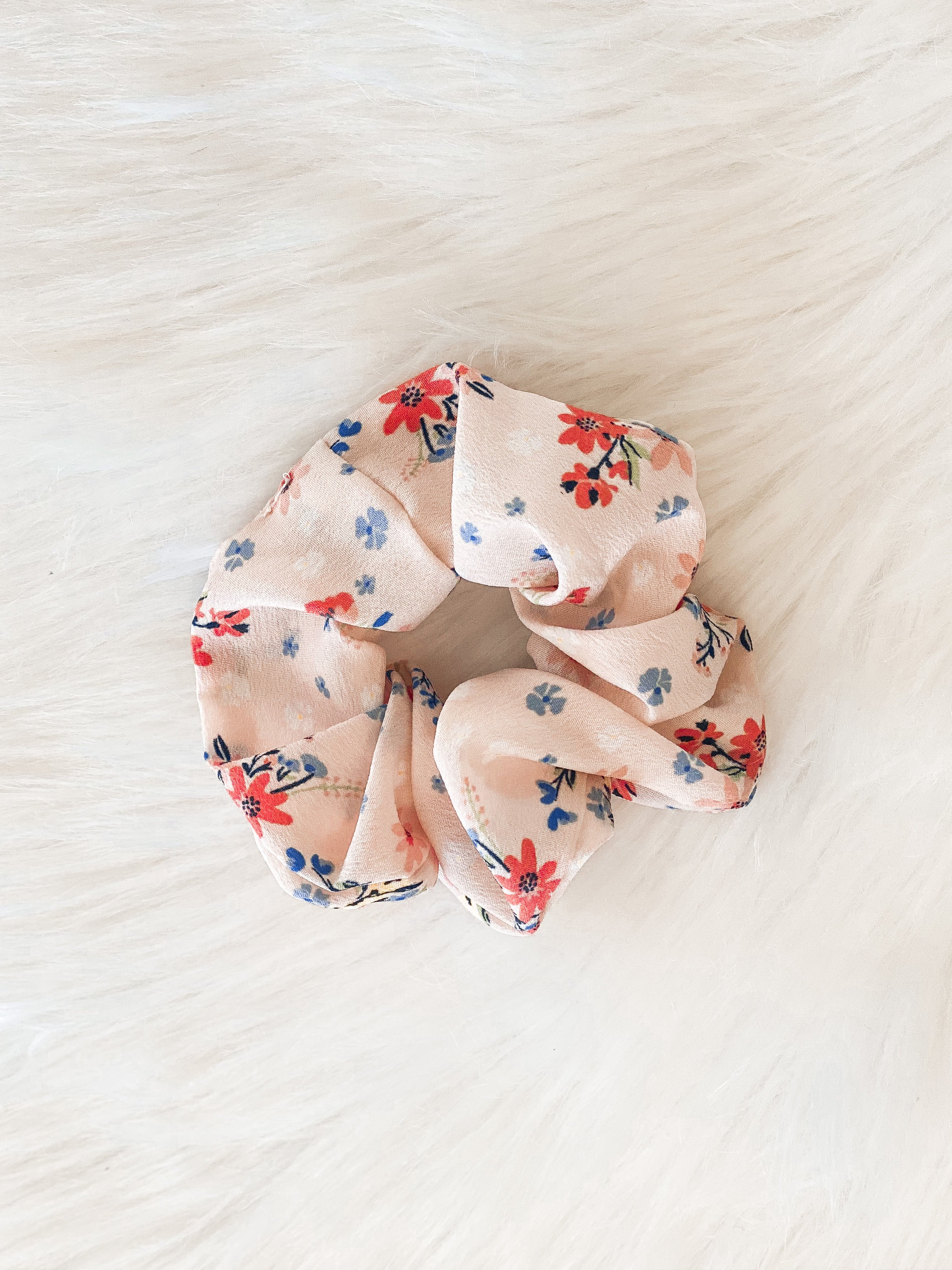 Pink Floral Hair Scrunchie - Cute Boho Hair Accessory