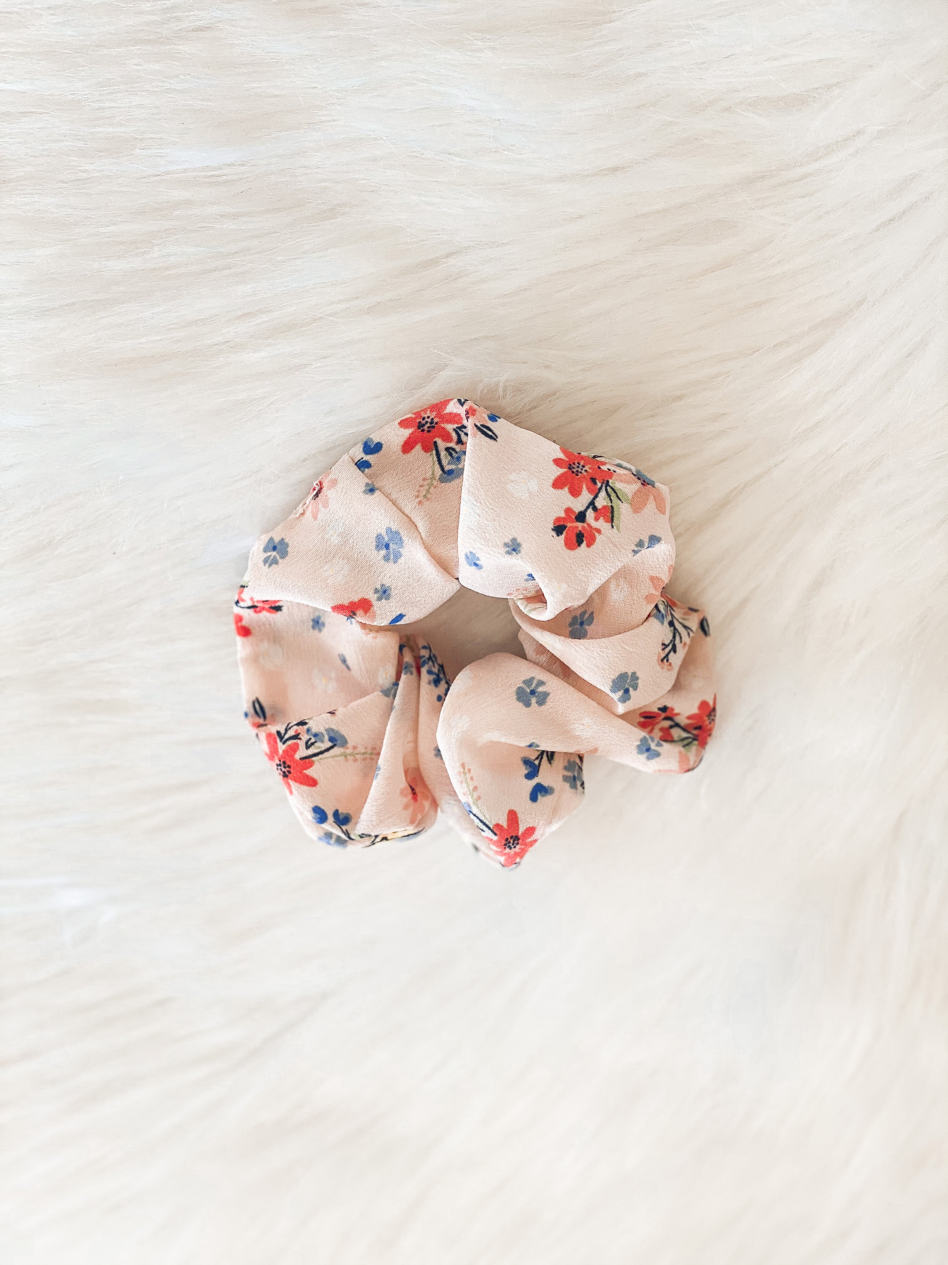 Pink Floral Hair Scrunchie - Cute Boho Hair Accessory