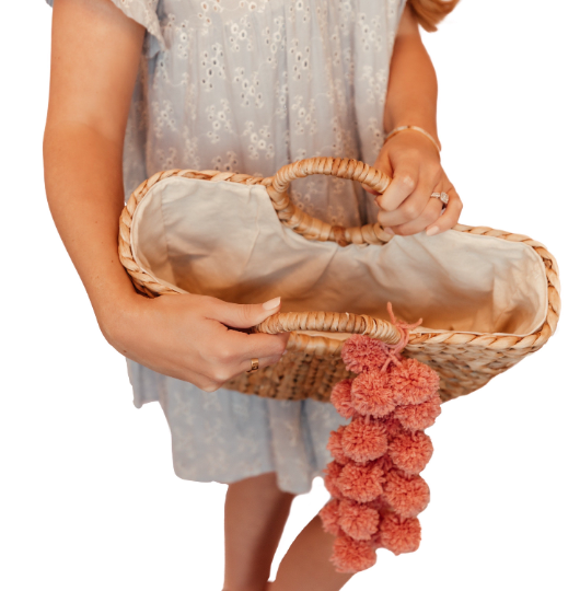 Pink Pom Pom Beach Bag - Cute Boutique Handbag