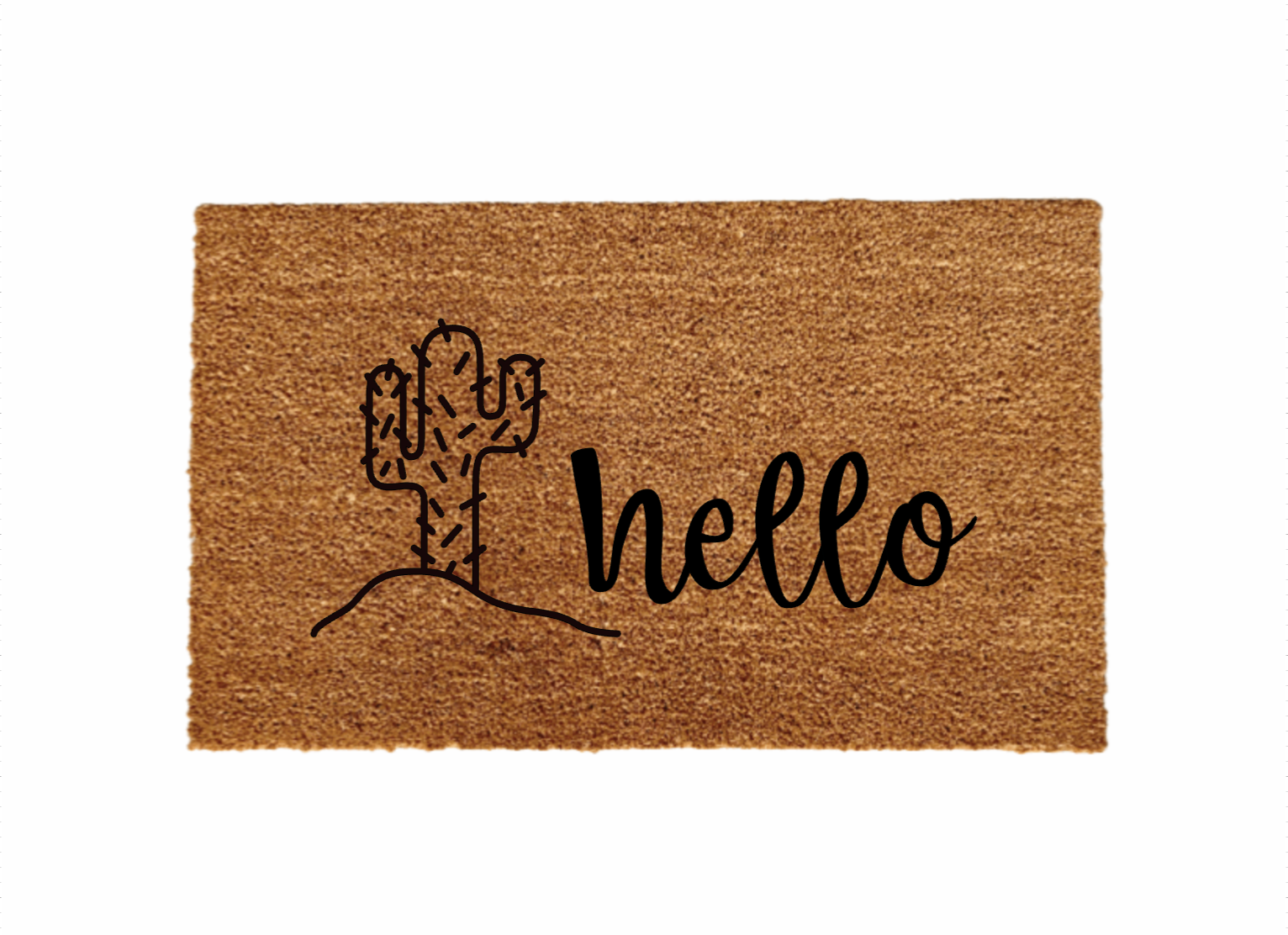 Hello Cactus Doormat - Funny Cute Welcome Mat Front Door