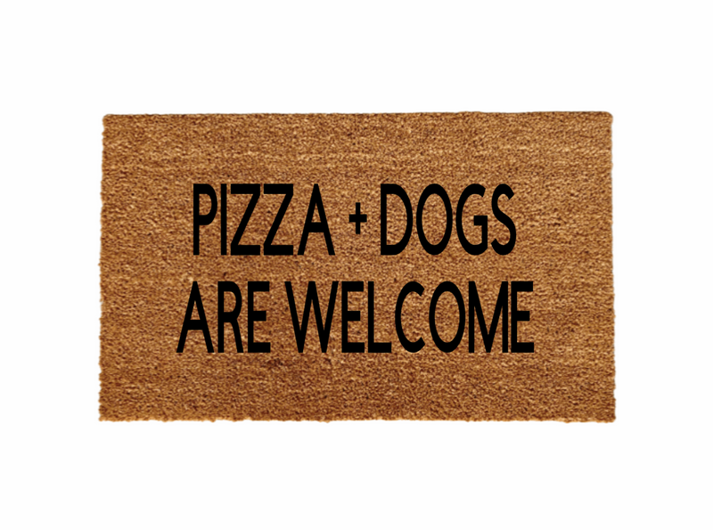 Pizza + Dogs are welcome Doormat