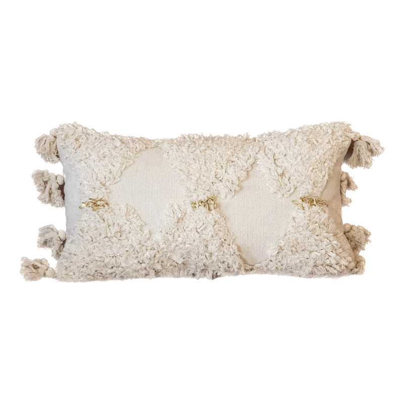 Cream hand knotted pillow
