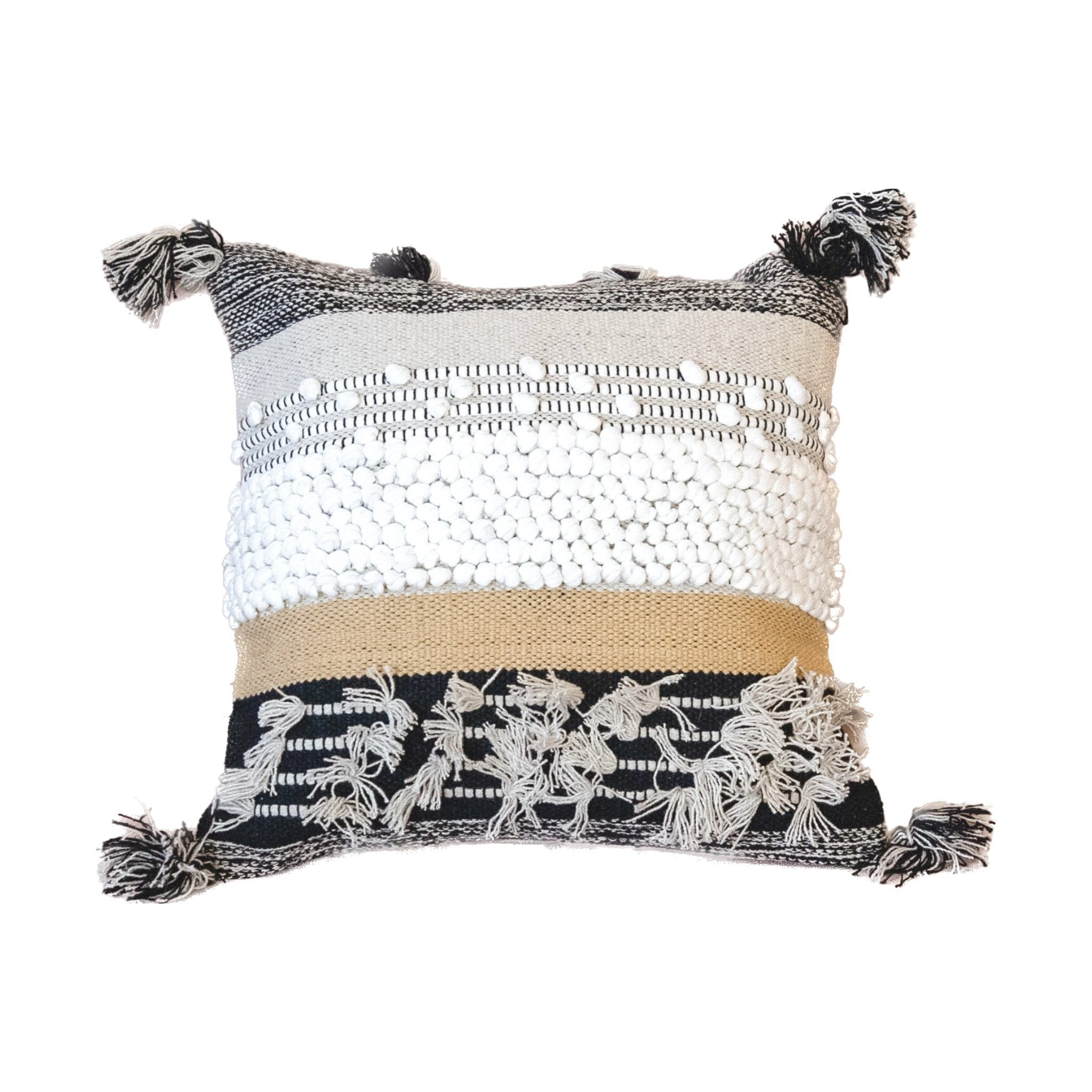 Black and white Moroccan square pillow - Boho Home Decor Accent