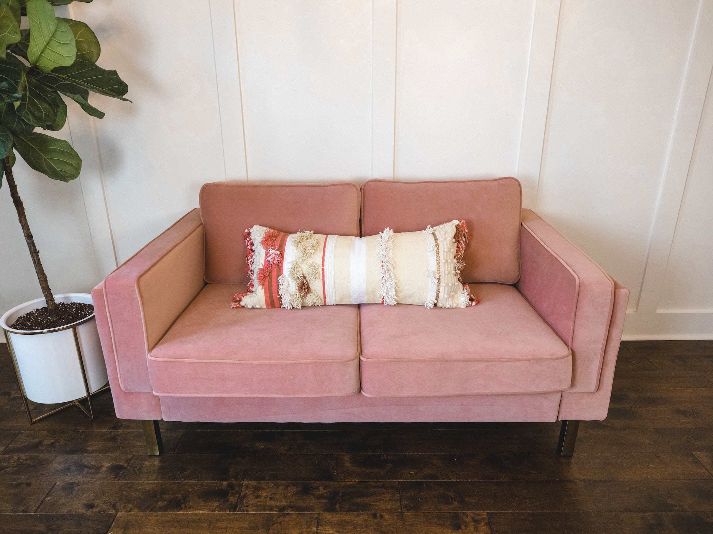 Woven pink rectangular pillow - Boho Home Decor Accent