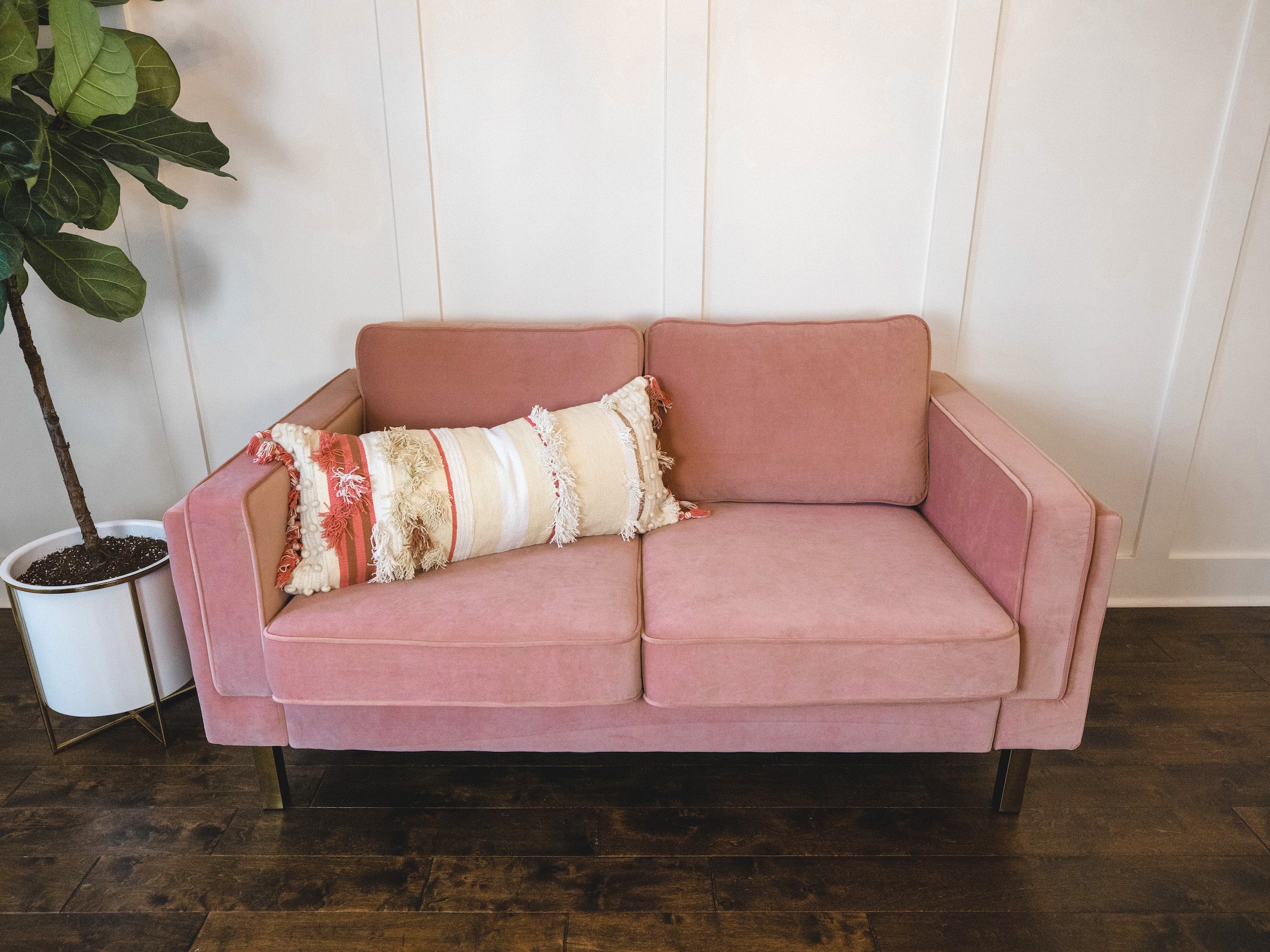 Woven pink rectangular pillow - Boho Home Decor Accent