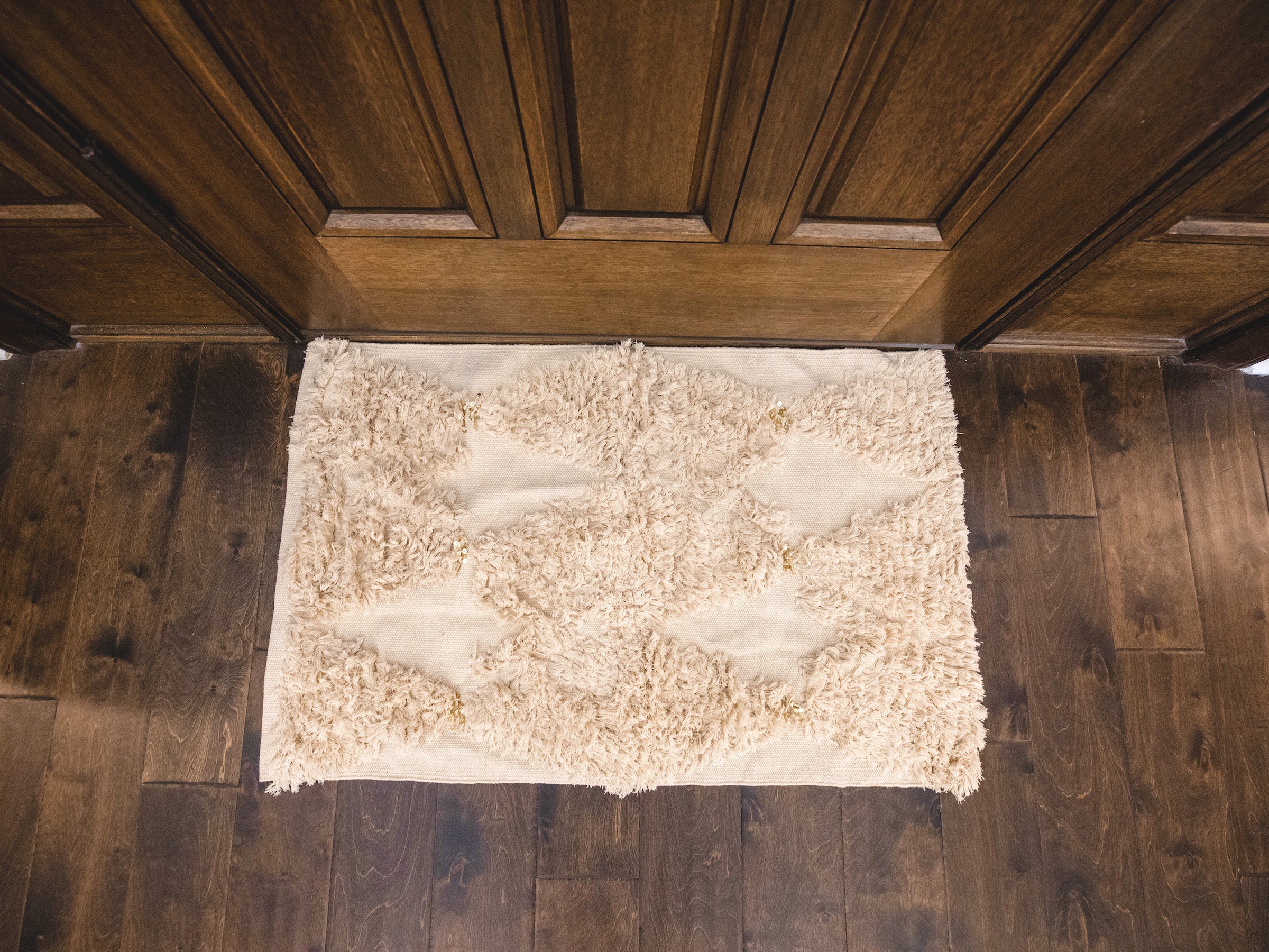 Cream Hand Knotted Rug - Boho Home Decor Accent