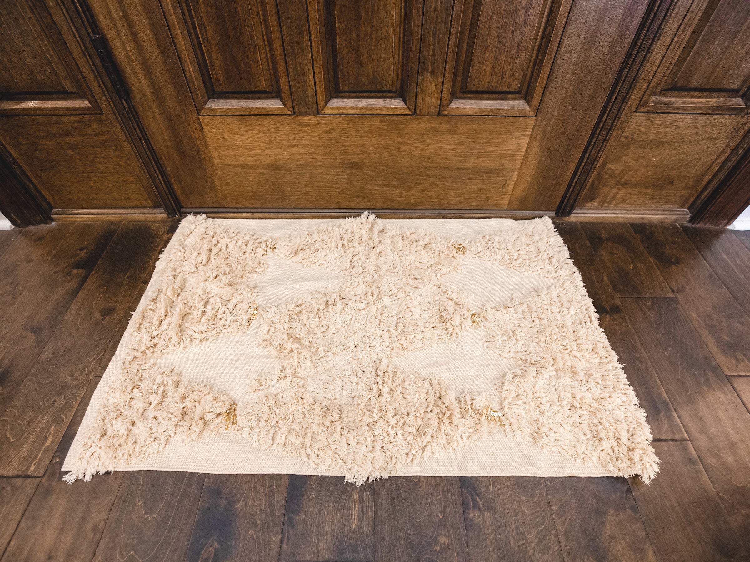 Cream Hand Knotted Rug - Boho Home Decor Accent