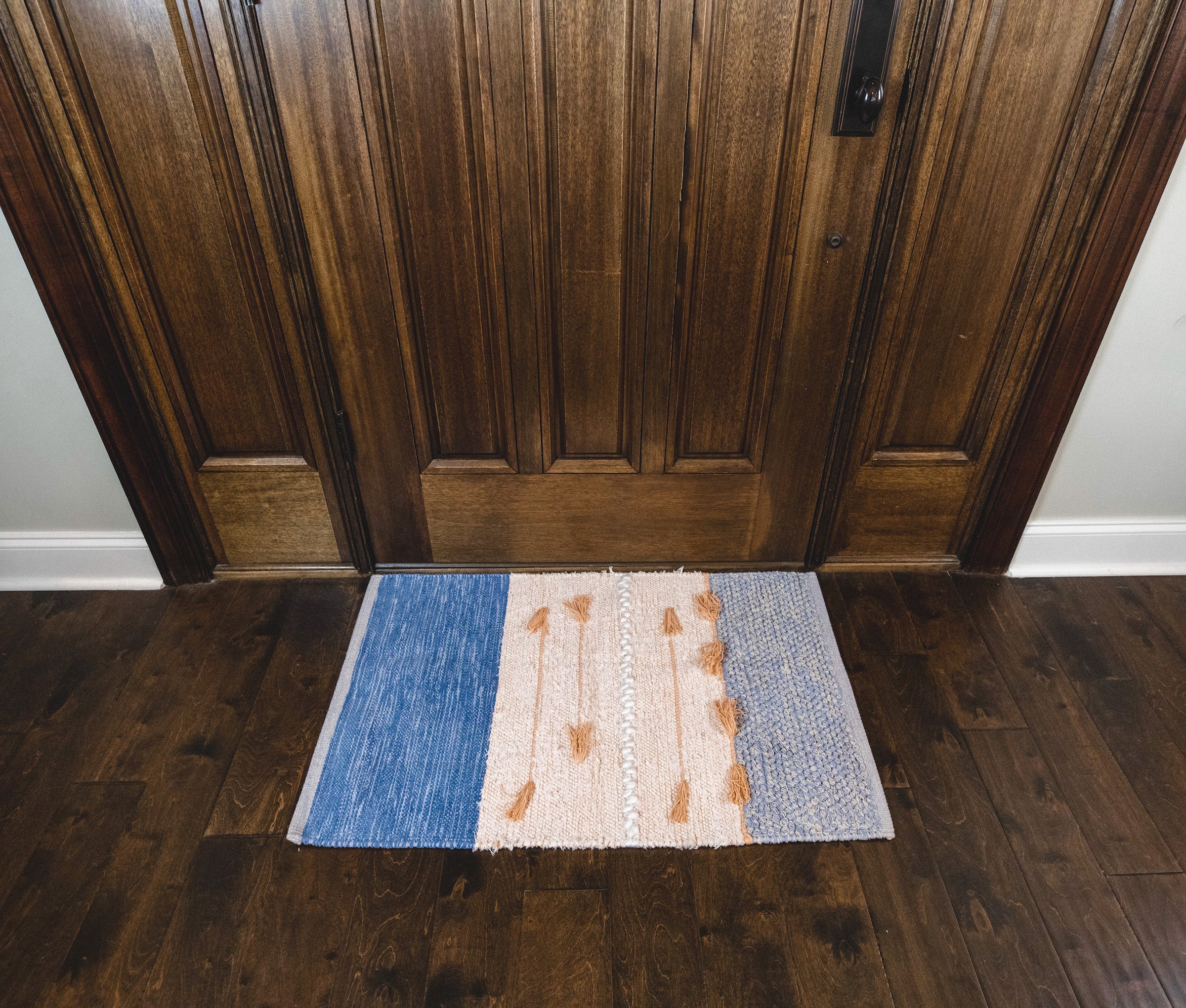 Blue and pink cotton rug - Boho Home Decor Accent