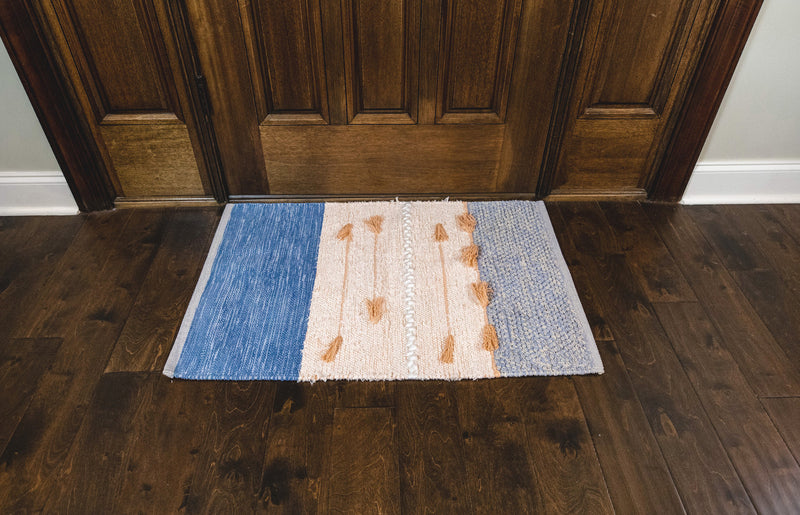 Blue and pink cotton rug