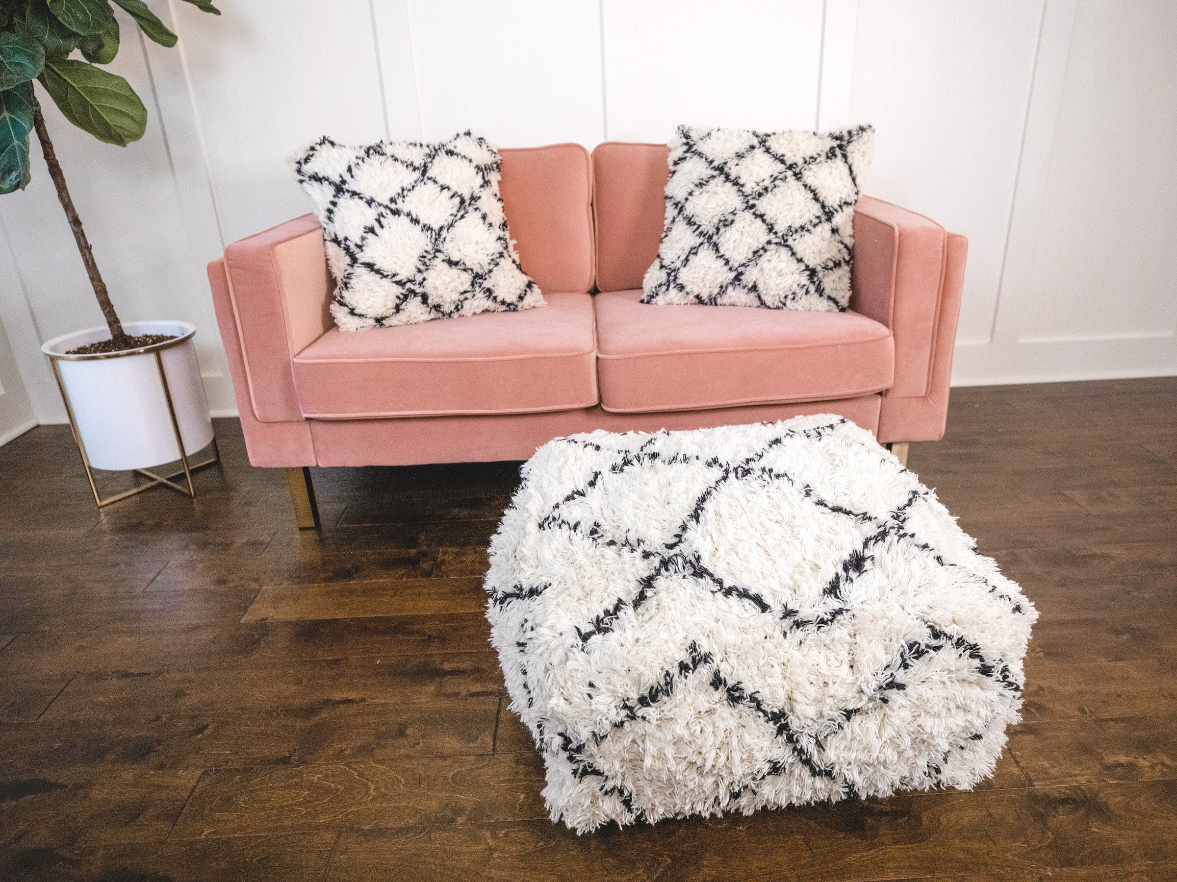 Wool Moroccan Pouf - Handmade Boho Home Decor