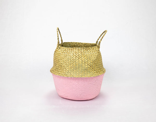 Pink Seagrass Belly Basket Large