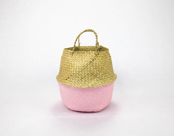 Pink Seagrass Belly Basket Large