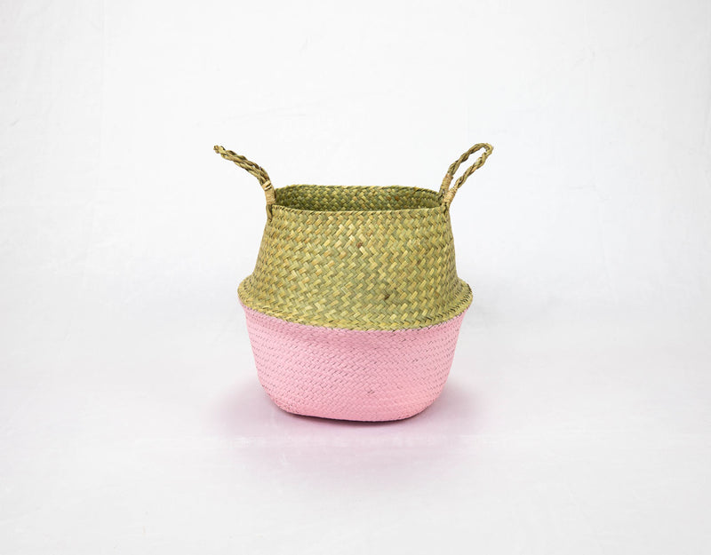 Pink Seagrass Belly Basket Medium