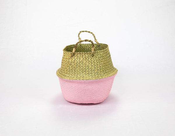 Pink Seagrass Belly Basket Medium