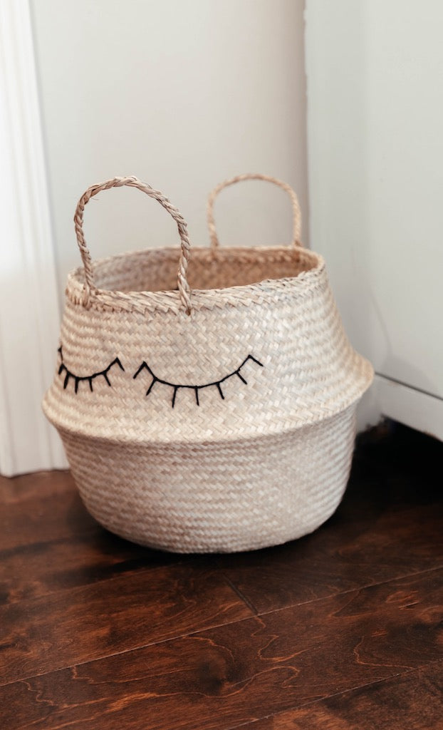 Eyelash Seagrass Woven Belly Basket 
