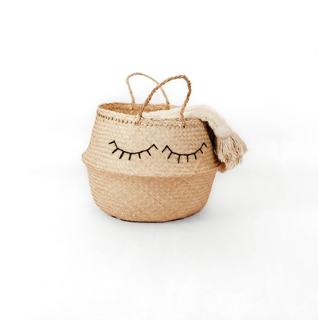 Eyelash Seagrass Woven Belly Basket 