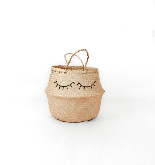 Eyelash Seagrass Woven Belly Basket 
