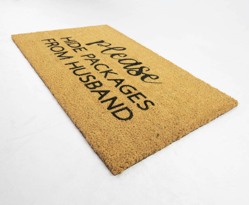 Please hide packages from husband doormat