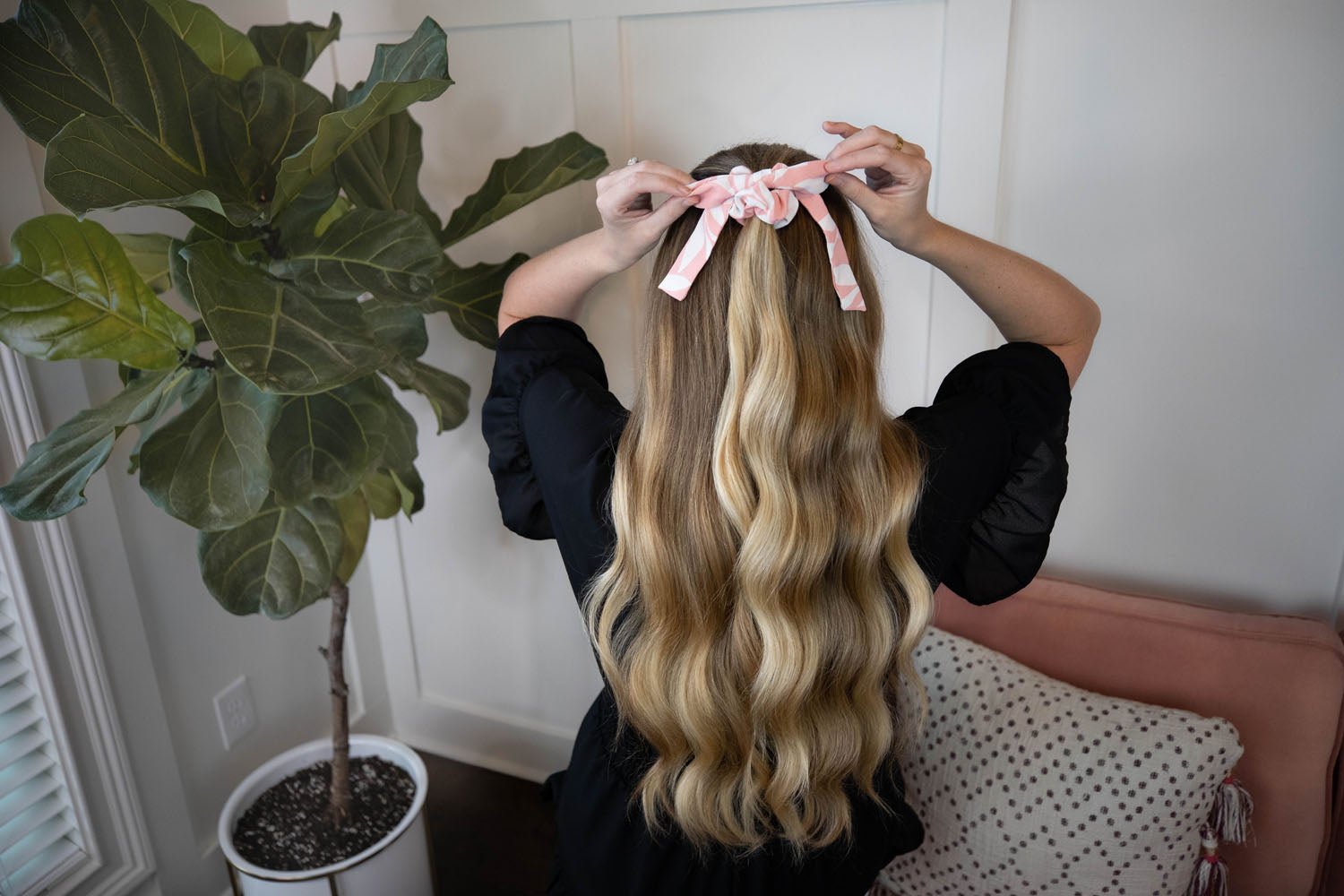 Pink Floral Hair Scrunchie - Cute Boho Hair Accessory