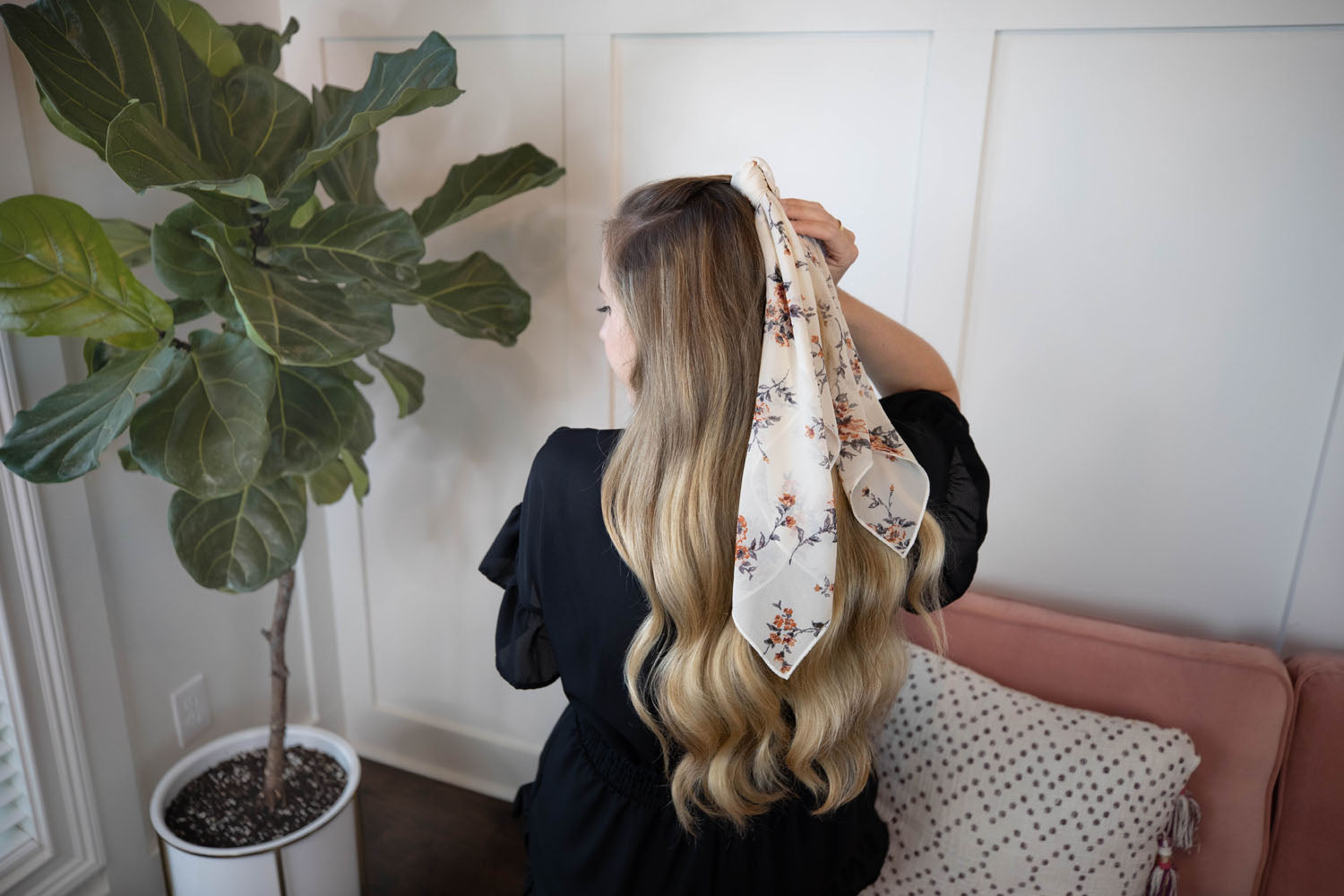 Cream Floral Hair Scarf