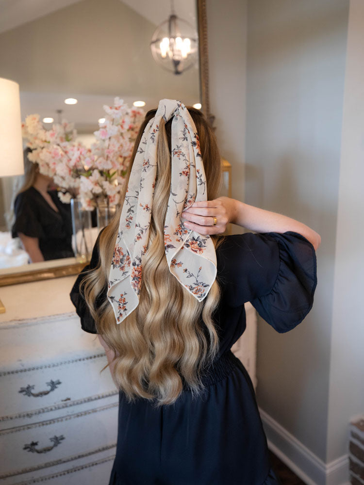 Cream Floral Hair Scarf