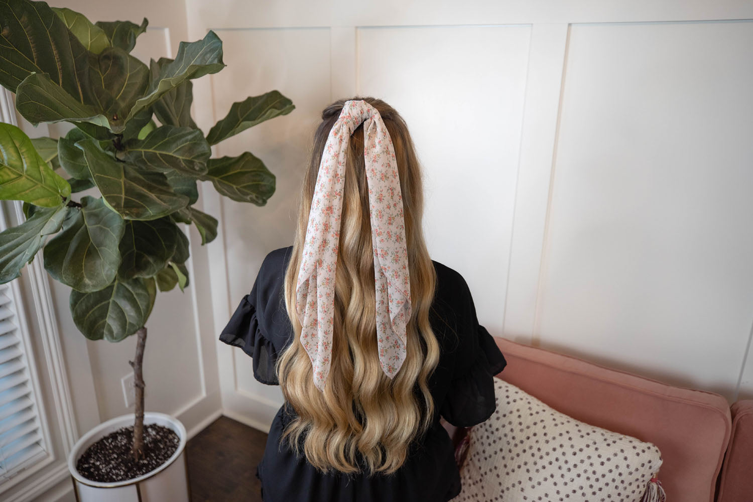 Mini Cream Floral Hair Scarf - Cute Boho Hair Accessory