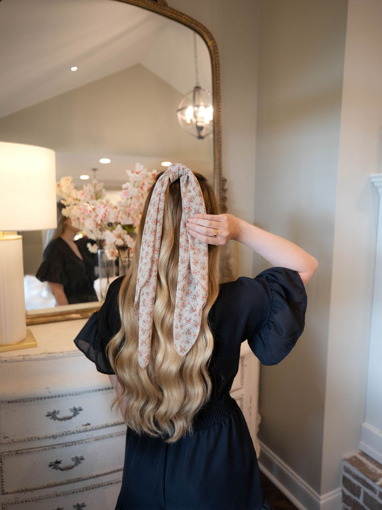 Mini Cream Floral Hair Scarf - Cute Boho Hair Accessory