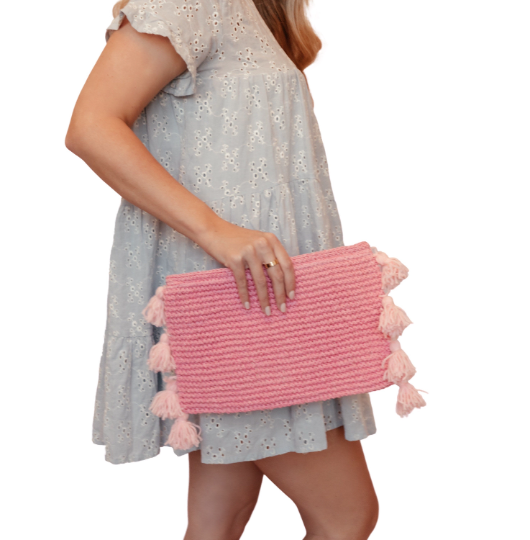 Pink Tassel Clutch - Cute Boutique Handbag