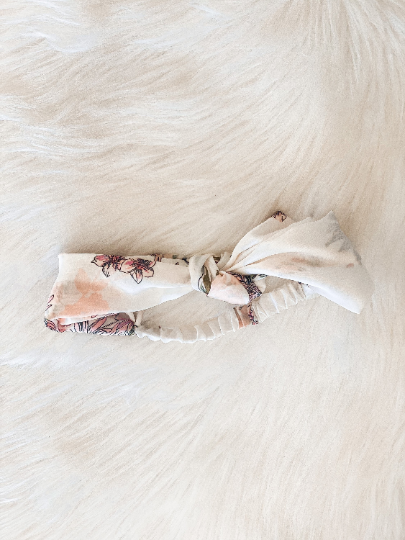 White Floral Print Satin Headband - Cute Boho Hair Accessory