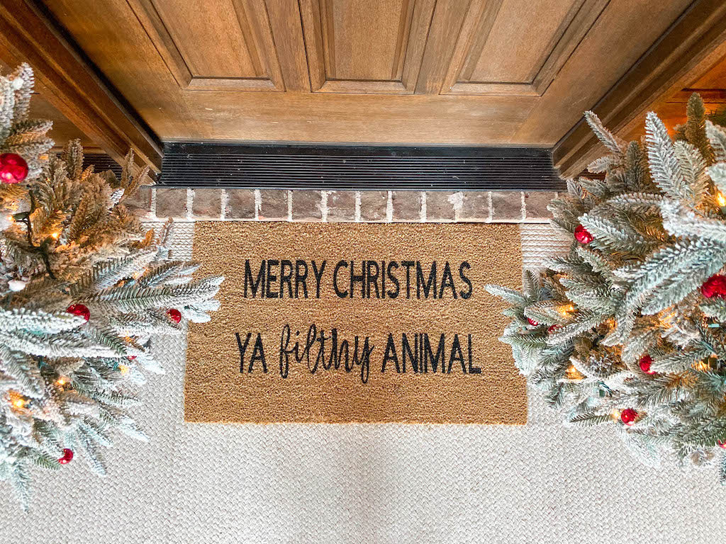 Merry Christmas Ya Filthy Animal Christmas Doormat - Funny Cute Welcome Mat Front Door