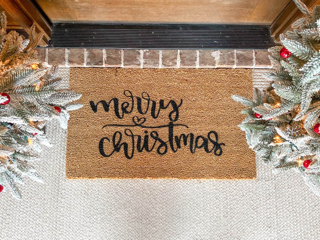 Merry Christmas Heart Doormat