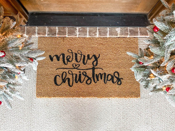 Merry Christmas Heart Doormat