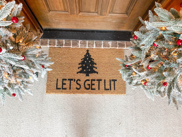 Let's Get Lit Christmas Doormat