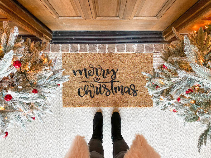 Merry Christmas Heart Doormat