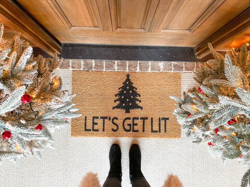 Let's Get Lit Christmas Doormat