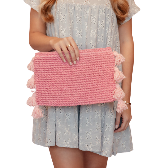 Pink Tassel Clutch - Cute Boutique Handbag