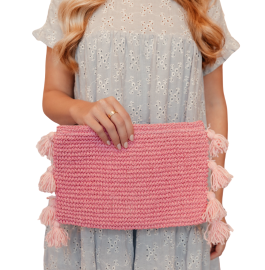 Pink Tassel Clutch - Cute Boutique Handbag